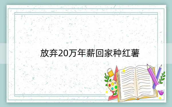 放弃20万年薪回家种红薯