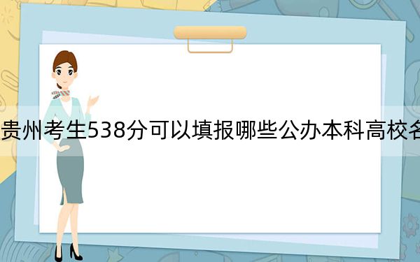贵州考生538分可以填报哪些公办本科高校名单? 2024年一共17所大学录取
