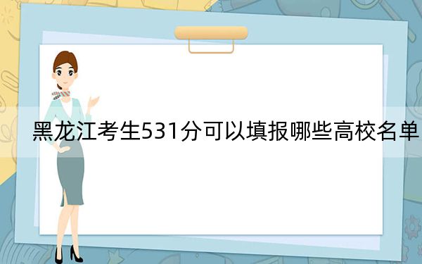 黑龙江考生531分可以填报哪些高校名单？ 2024年一共32所大学录取