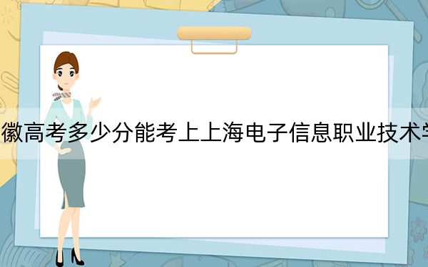 安徽高考多少分能考上上海电子信息职业技术学院？附2022-2024年最低录取分数线