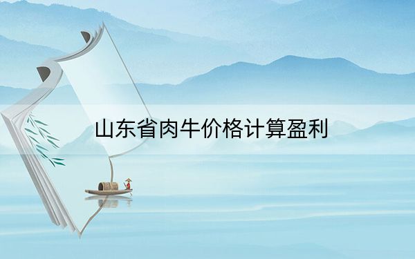 山东省肉牛价格计算盈利